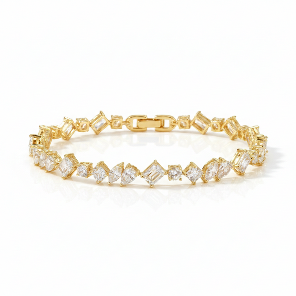 Prism Multi-Shape AD Tennis Bracelet_Gold