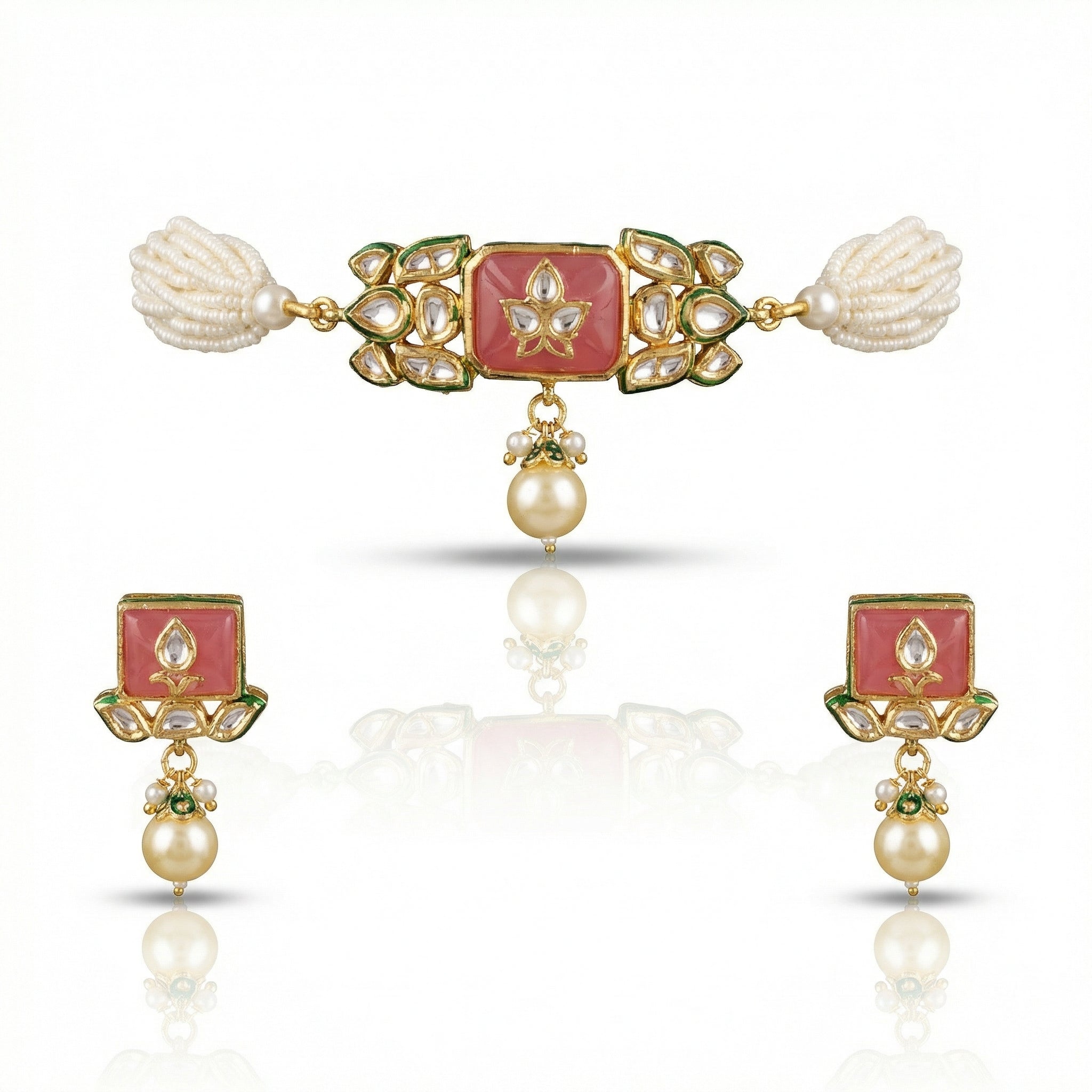 Jodha Andaaz Choker Set- Rose