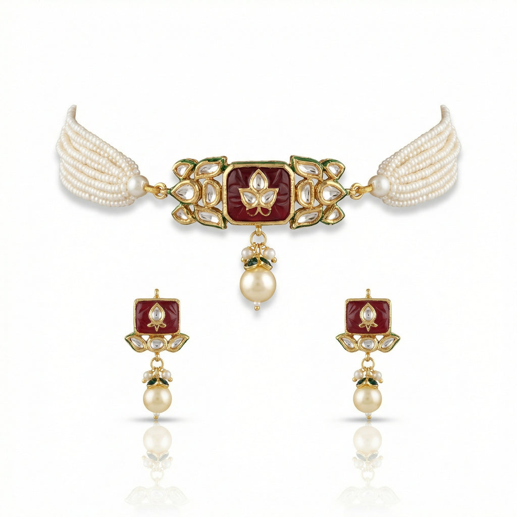 Jodha Andaaz Choker Set- Ruby