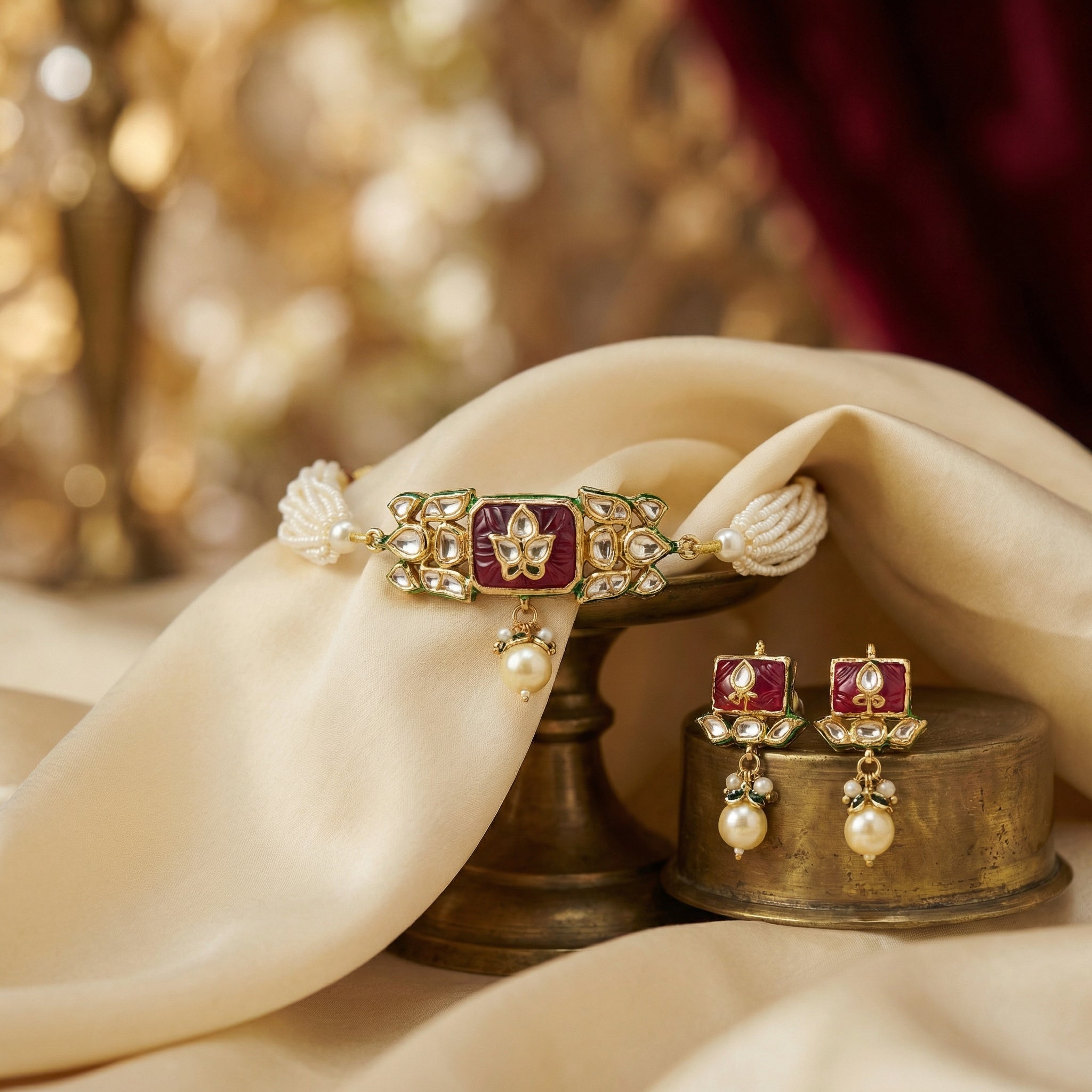 Jodha Andaaz Choker Set- Ruby