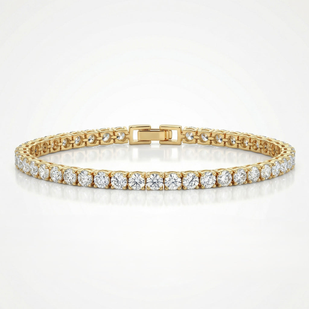 Classic AD Tennis Bracelet_Gold