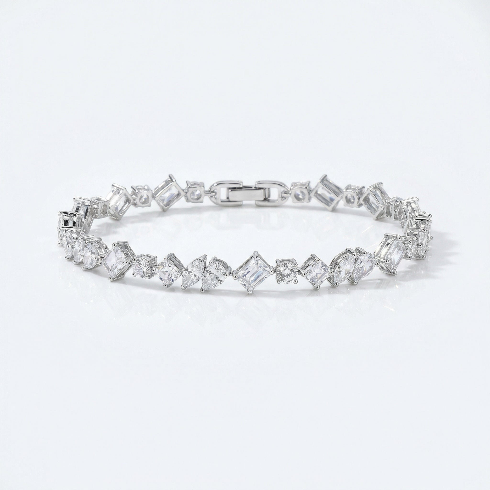 Prism Multi-Shape AD Tennis Bracelet_Silver
