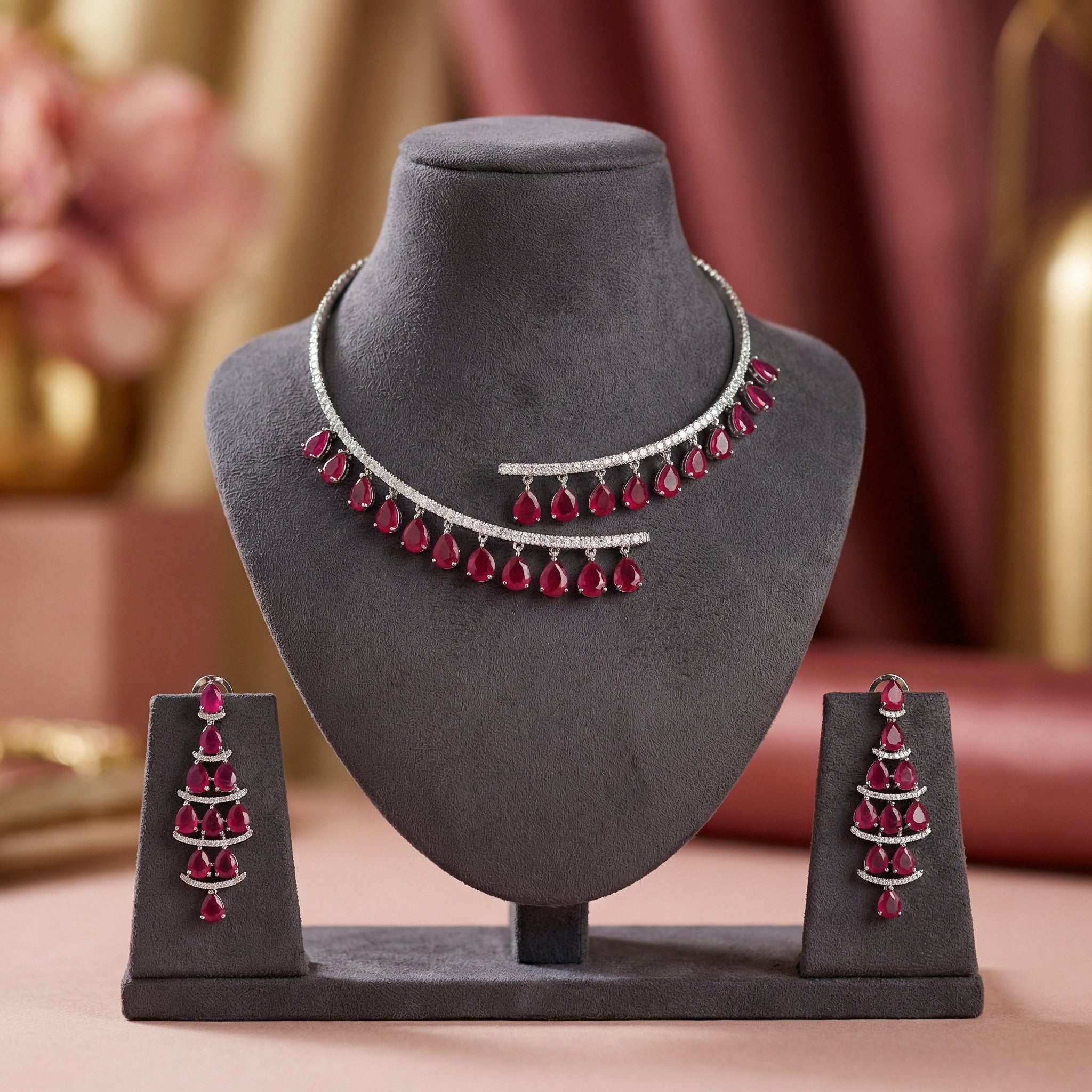 Noor-e-Laal Ruby Diamond Choker Set