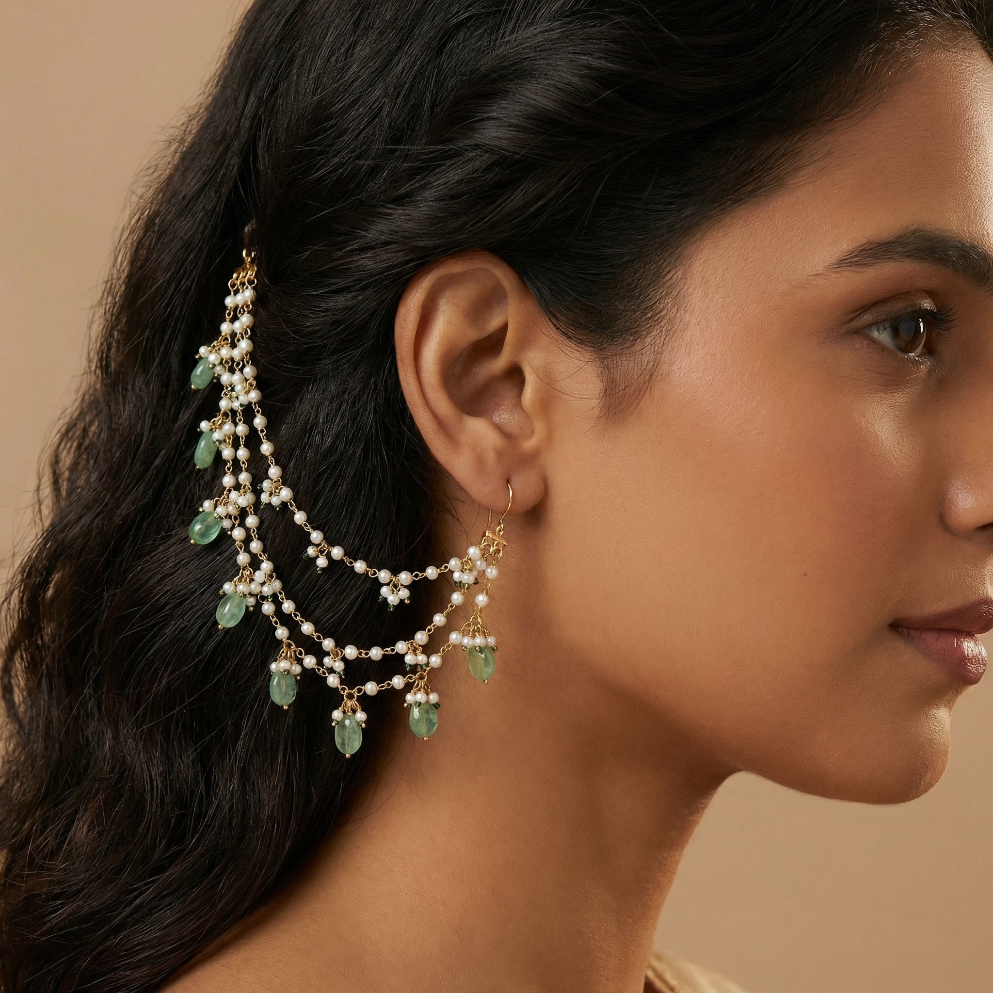 Fiza Pearl & Mint Back Chain