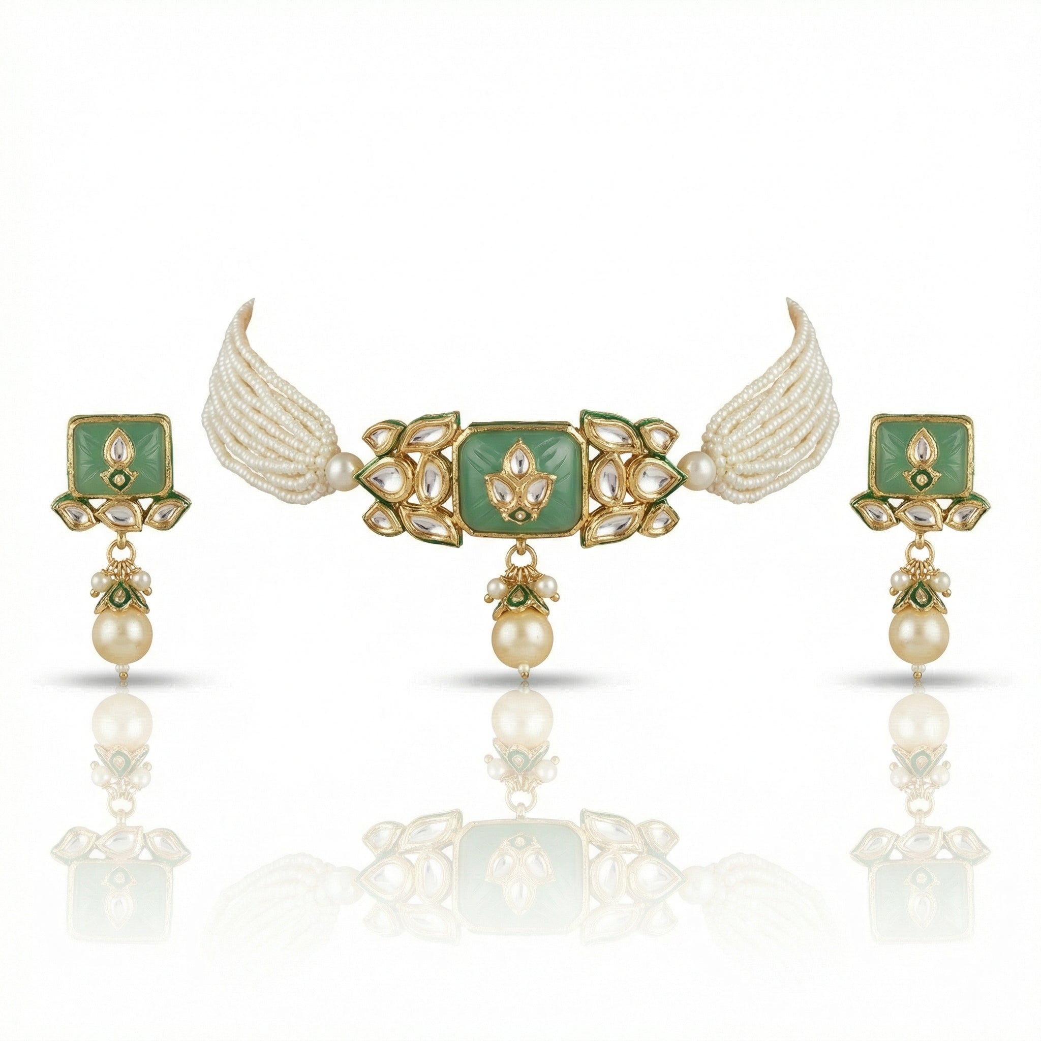 Jodha Andaaz Choker Set- Mint Green