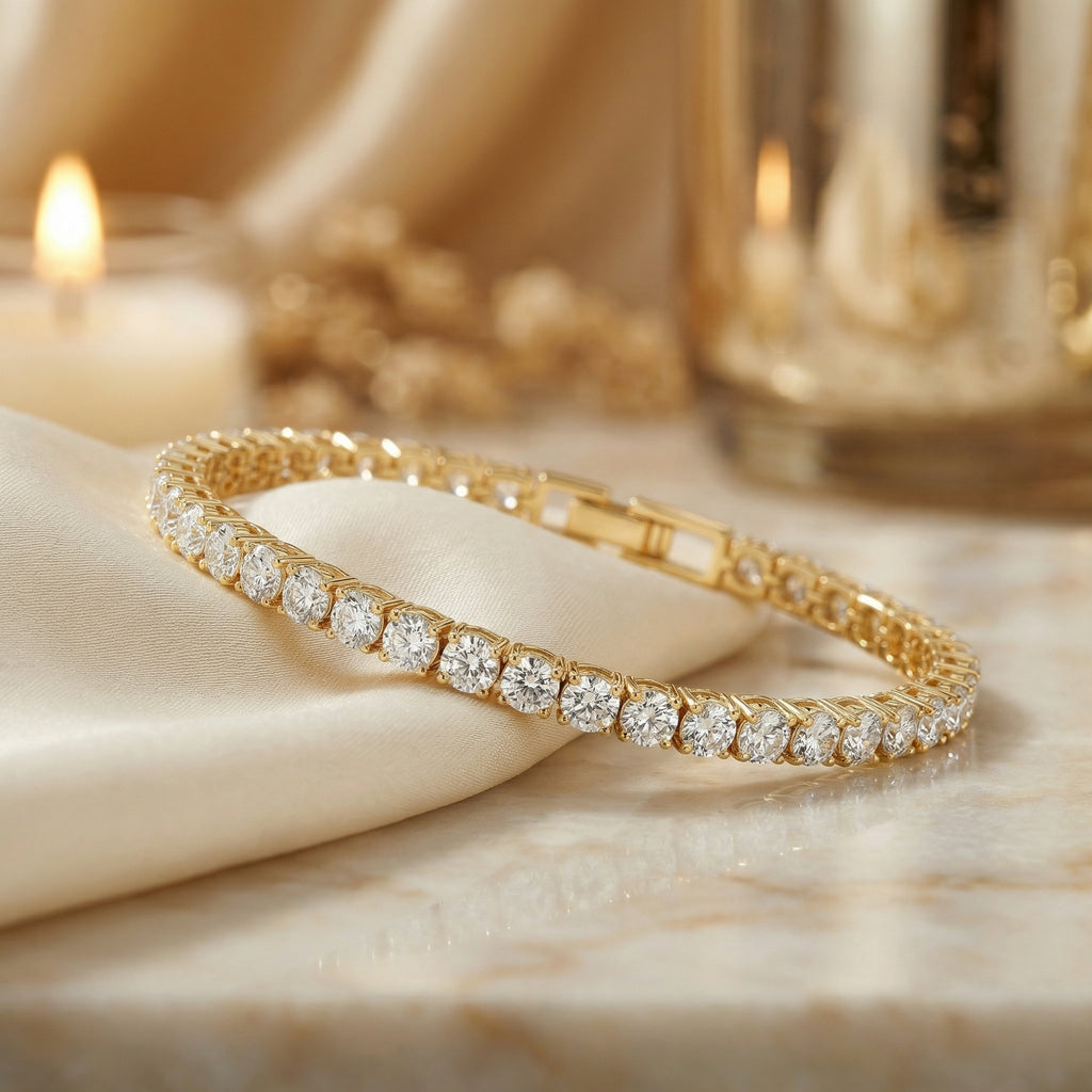 Classic AD Tennis Bracelet_Gold