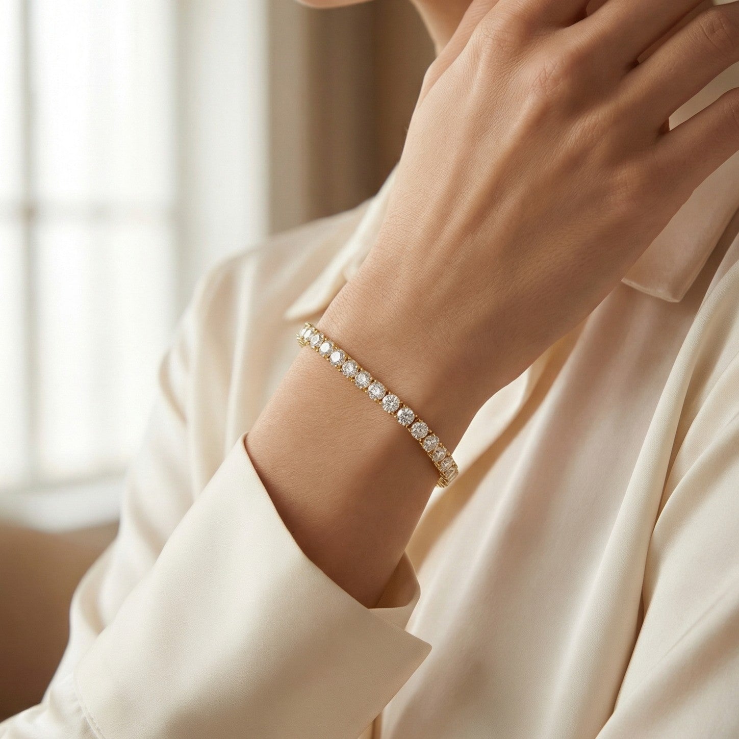 Classic AD Tennis Bracelet_Gold